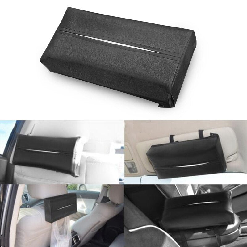 Universal Car Sun Visor Tissue Box Holder PU Leather Tissue Box Cover Case For Paper Auto Organizer Accessories