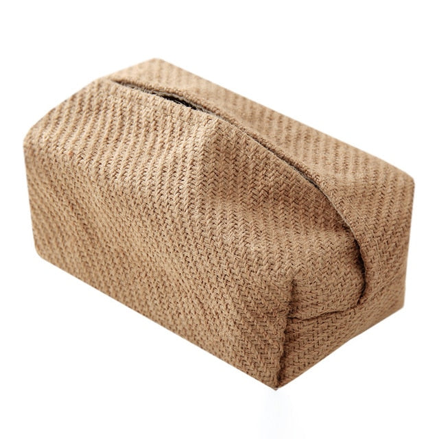 Japanese-Style Jute Tissue Case Napkin Holder for Living Room Table Tissue Boxes Container Home Car Papers Dispenser Holder